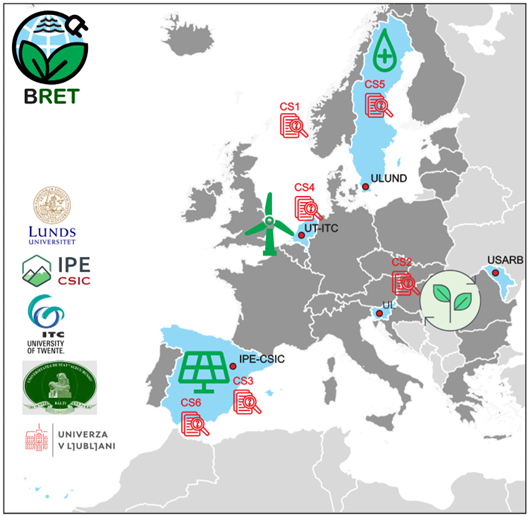 BRET Consortium and Case Study Locations Map